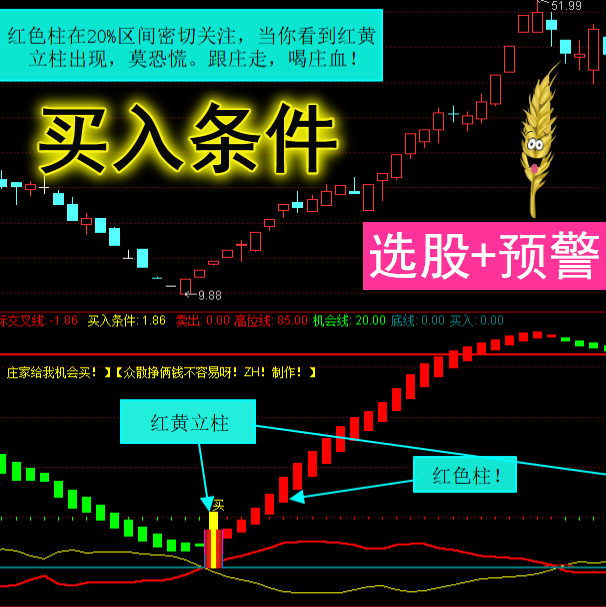 通达信精品系列－买入条件红色柱在20%