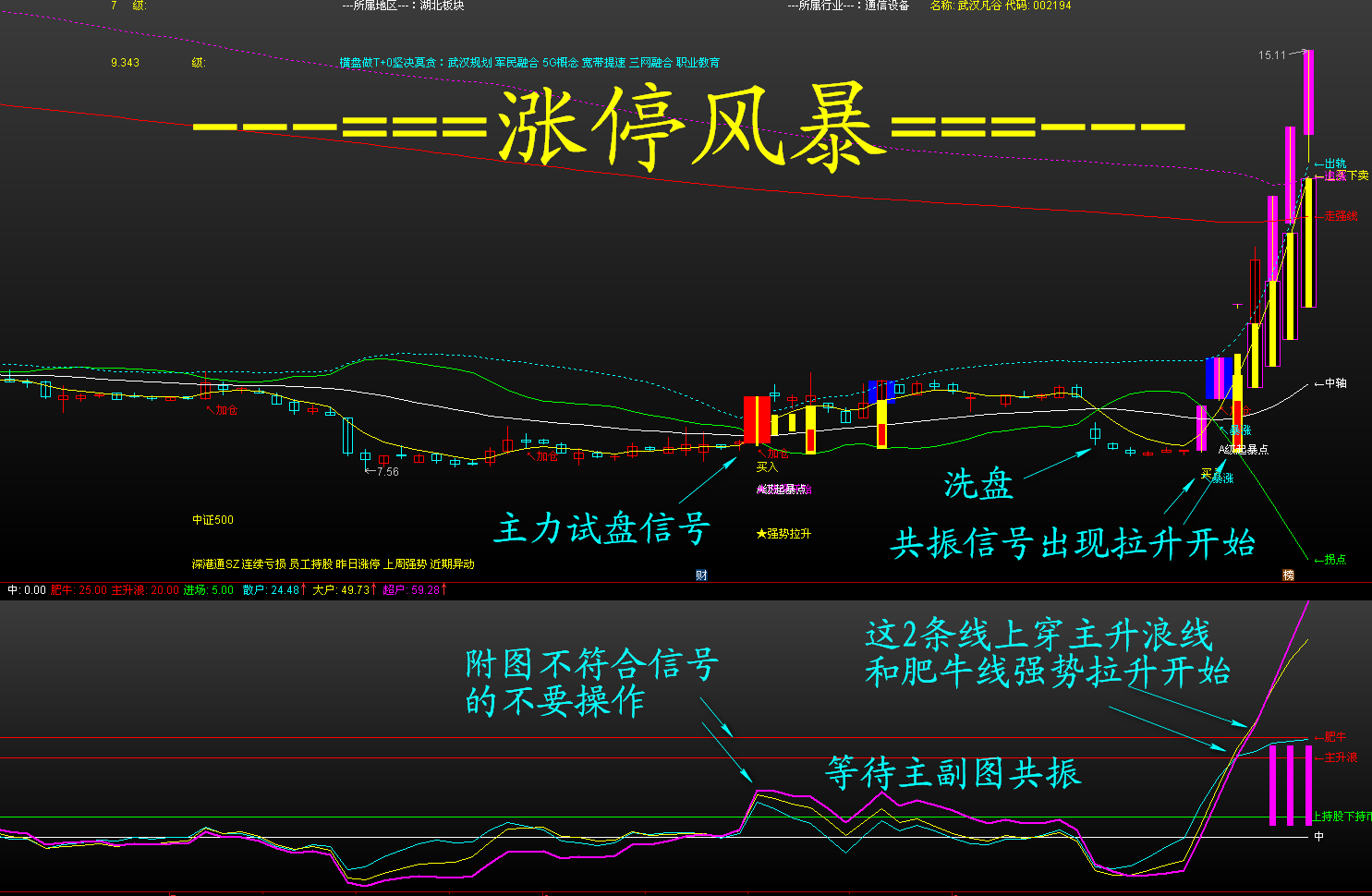 涨停风暴蓝色妖股启动信号过滤横盘弱势强势涨停提示包邮